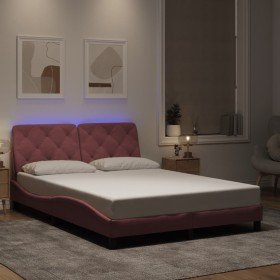Estructura de cama con luces LED terciopelo rosa 120x200 cm Estructura de cama con luces LED terciopelo rosa 120x200 cm