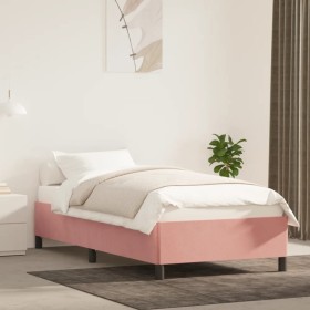 Estructura de cama de terciopelo rosa 100x200 cm