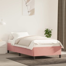 Pink velvet bed frame 100x200 cm by vidaXL, Beds and slatted bases - Ref: Foro24-347311, Price: 83,43 €, Discount: %