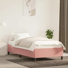 Pink velvet bed frame 100x200 cm by vidaXL, Beds and slatted bases - Ref: Foro24-347311, Price: 84,83 €, Discount: %