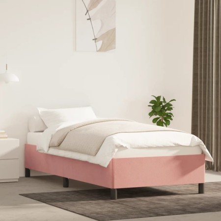 Estructura de cama de terciopelo rosa 100x200 cm de vidaXL, Camas y somieres - Ref: Foro24-347311, Precio: 83,33 €, Descuento: %