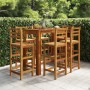 Mesa y taburetes altos de jardín 7 pzas madera maciza acacia