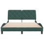 Estructura de cama luces LED terciopelo verde oscuro 140x190 cm