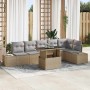 Conjunto de sofá de jardín con cojín 7 pcs beige y gris claro