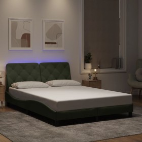 Estructura cama con luces LED terciopelo gris claro 140x200 cm