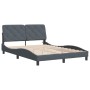 Estructura de cama luces LED terciopelo gris oscuro 140x200 cm
