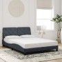Estructura de cama luces LED terciopelo gris oscuro 140x200 cm