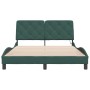 Estructura de cama con luces terciopelo verde oscuro 140x200 cm