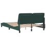 Estructura de cama con luces terciopelo verde oscuro 140x200 cm