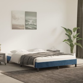 Blue velvet bed frame 140x200 cm by vidaXL, Beds and slatted bases - Ref: Foro24-346980, Price: 112,54 €, Discount: %