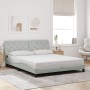 Estructura cama con luces LED terciopelo gris claro 160x200 cm