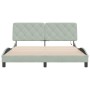 Estructura cama con luces LED terciopelo gris claro 160x200 cm