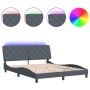Estructura cama con luces LED terciopelo gris oscuro 160x200 cm