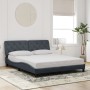 Estructura cama con luces LED terciopelo gris oscuro 160x200 cm