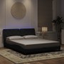 Estructura de cama con luces LED terciopelo negro 160x200 cm