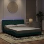 Estructura cama con luces LED terciopelo verde oscuro 160x200cm