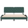 Estructura cama con luces LED terciopelo verde oscuro 160x200cm