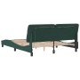 Estructura cama con luces LED terciopelo verde oscuro 160x200cm