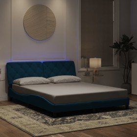 Estructura de cama con luces LED terciopelo azul 160x200 cm Estructura de cama con luces LED terciopelo azul 160x200 cm
