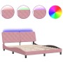 Estructura de cama con luces LED terciopelo rosa 160x200 cm