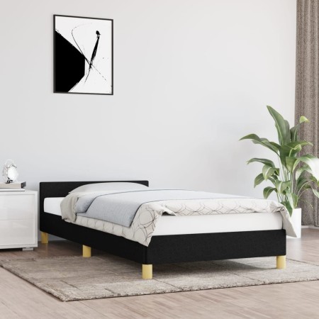 Bed frame with black fabric headboard 90x190 cm by vidaXL, Beds and slatted bases - Ref: Foro24-347377, Price: 93,80 €, Disco...