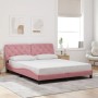 Estructura de cama con luces LED terciopelo rosa 160x200 cm