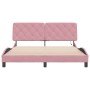 Estructura de cama con luces LED terciopelo rosa 160x200 cm