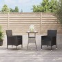 Mesita y sillas jardín 3 pzas y cojines ratán sintético negro by vidaXL, Garden sets - Ref: Foro24-3187426, Price: 203,97 €, ...