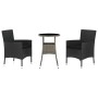 Mesita y sillas jardín 3 pzas y cojines ratán sintético negro by vidaXL, Garden sets - Ref: Foro24-3187426, Price: 203,97 €, ...