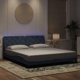 Estructura cama con luces LED terciopelo gris oscuro 180x200 cm