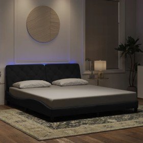 Estructura de cama con luces LED terciopelo negro 180x200 cm Estructura de cama con luces LED terciopelo negro 180x200 cm