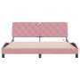 Estructura de cama con luces LED terciopelo rosa 180x200 cm