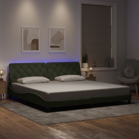 Estructura cama con luces LED terciopelo gris claro 200x200 cm