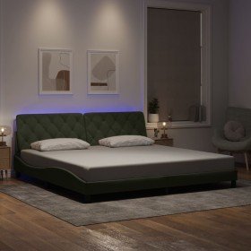 Estructura cama con luces LED terciopelo gris claro 200x200 cm Estructura cama con luces LED terciopelo gris claro 200x200 cm