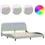 Estructura cama con luces LED terciopelo gris claro 200x200 cm