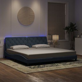 Estructura cama con luces LED terciopelo gris oscuro 200x200 cm Estructura cama con luces LED terciopelo gris oscuro 200x200 cm