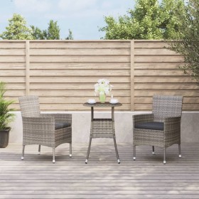 Mesita y sillas jardín 3 pzas y cojines ratán sintético gris by vidaXL, Garden sets - Ref: Foro24-3187418, Price: 181,78 €, D...