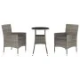 Mesita y sillas jardín 3 pzas y cojines ratán sintético gris by vidaXL, Garden sets - Ref: Foro24-3187418, Price: 178,25 €, D...