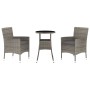 Mesita y sillas jardín 3 pzas y cojines ratán sintético gris by vidaXL, Garden sets - Ref: Foro24-3187418, Price: 181,78 €, D...