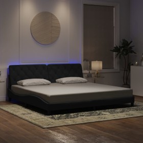 Estructura de cama con luces LED terciopelo negro 200x200 cm en Camas y somieres | Comprar online en Foro24