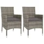Mesita y sillas jardín 3 pzas y cojines ratán sintético gris by vidaXL, Garden sets - Ref: Foro24-3187418, Price: 178,25 €, D...