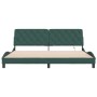 Estructura cama con luces LED terciopelo verde oscuro 200x200cm