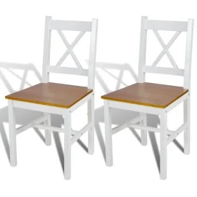 Esszimmerstühle 2 Einheiten aus weißem Kiefernholz von vidaXL, Essstühle - Ref: Foro24-241512, Preis: 107,96 €, Rabatt: %