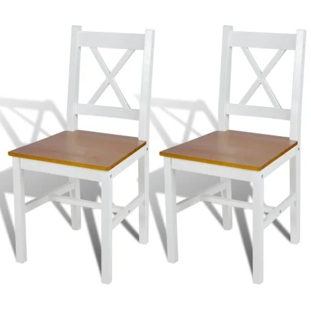 Sillas de comedor 2 unidades madera de pino blancas de vidaXL, Sillas de comedor - Ref: Foro24-241512, Precio: 107,63 €, Desc...