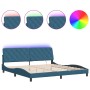Estructura de cama con luces LED terciopelo azul 200x200 cm