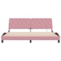 Estructura de cama con luces LED terciopelo rosa 200x200 cm