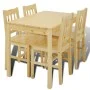 Dining table and 4 natural-color wooden chairs by vidaXL, Furniture sets for kitchens and dining rooms - Ref: Foro24-241220, ...