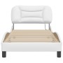Estructura cama con luces LED cuero sintético blanco 80x200 cm