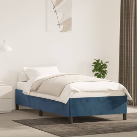 Estructura de cama de terciopelo azul 90x190 cm