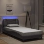 Estructura de cama con luces LED cuero sintético gris 80x200 cm